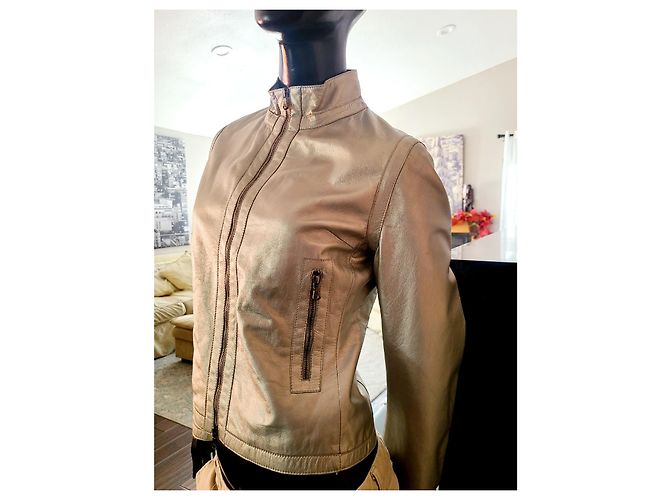 Burberry Silberne Leder Motorradjacke Kurz - Ansicht 3