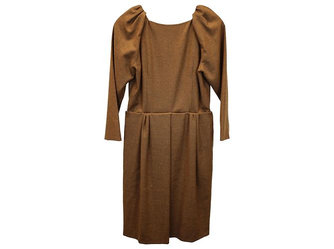 Lunghezza al ginocchio con maniche a sbuffo Jil Sander in lana marrone - vista 2
