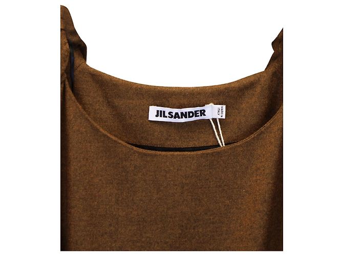 Lunghezza al ginocchio con maniche a sbuffo Jil Sander in lana marrone - vista 3
