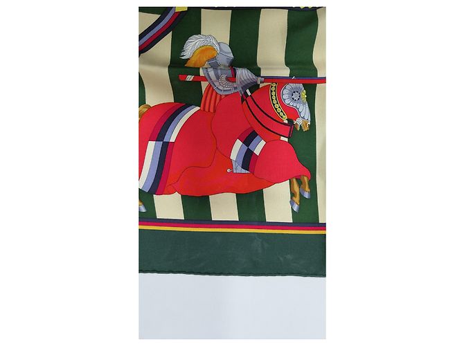 Sciarpa Hermès Choc en plumes seta verde scuro - vista 3