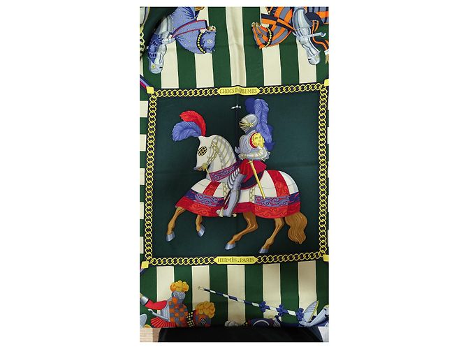 Sciarpa Hermès Choc en plumes seta verde scuro - vista 5