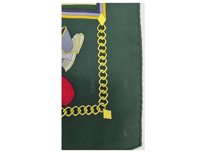 Sciarpa Hermès Choc en plumes seta verde scuro - vista 6