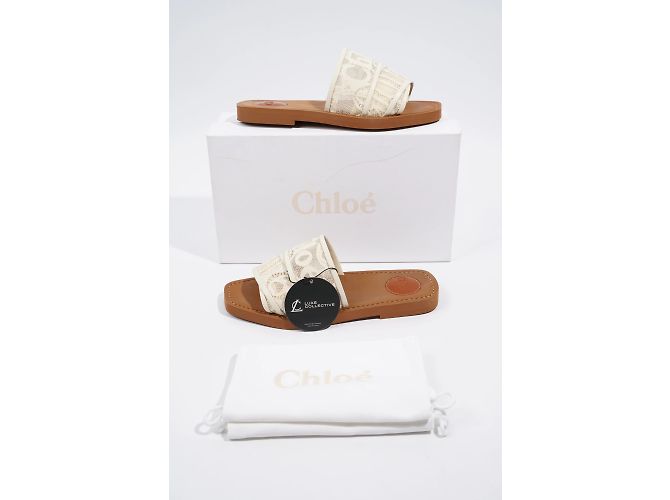 Woody Chloé Chloe Encaje Amaderado Blanco / Encaje marrón UE 37 Reino Unido 4 - vista 10