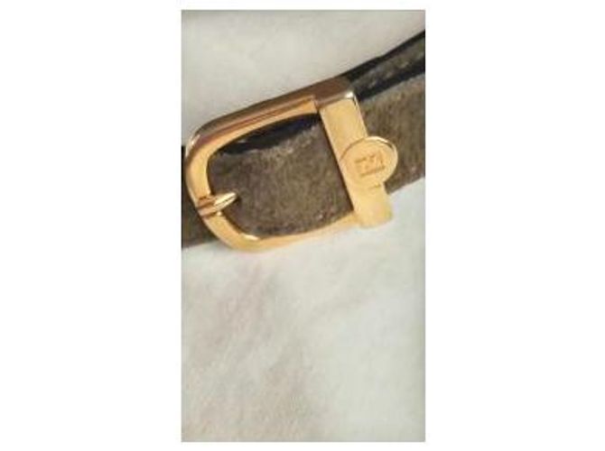 Borsa a tracolla Fendi in pelle e camoscio verde oliva - vista 10