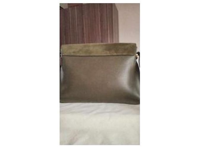 Borsa a tracolla Fendi in pelle e camoscio verde oliva - vista 2