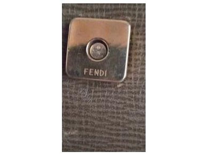 Borsa a tracolla Fendi in pelle e camoscio verde oliva - vista 8