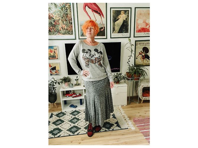 Autre Marque Falda PER UNA de viscosa gris XL - vista 3
