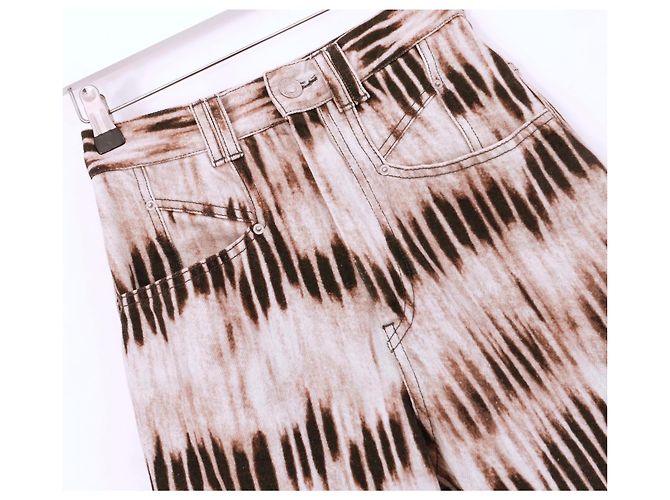 Isabel Marant AW19 Jeans con cintura alta y estampado Tie Dye Castaño - vista 2