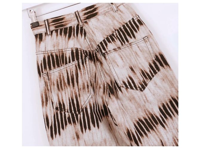 Isabel Marant AW19 Jeans con cintura alta y estampado Tie Dye Castaño - vista 3