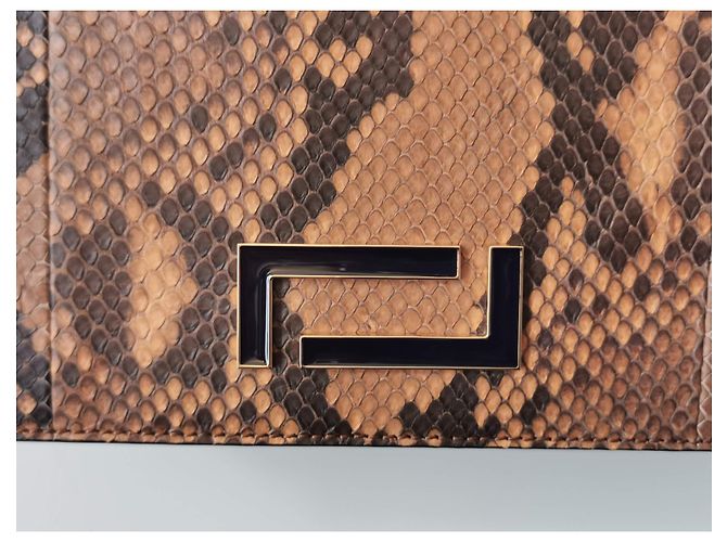 Bolsa Lancel Pia MM em couro python e couro marrom camelo Impressão em python Castanho claro Gold hardware - vista 5