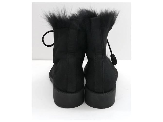 Stivaletti stringati foderati in shearling Pedro Garcia Nero - vista 4