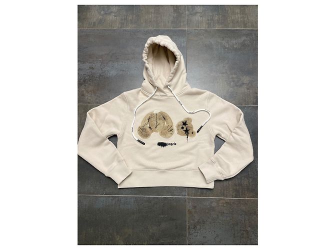 Palm Angels Kapuzenpullover Beige Baumwolle Teddy Flocking - Ansicht 2