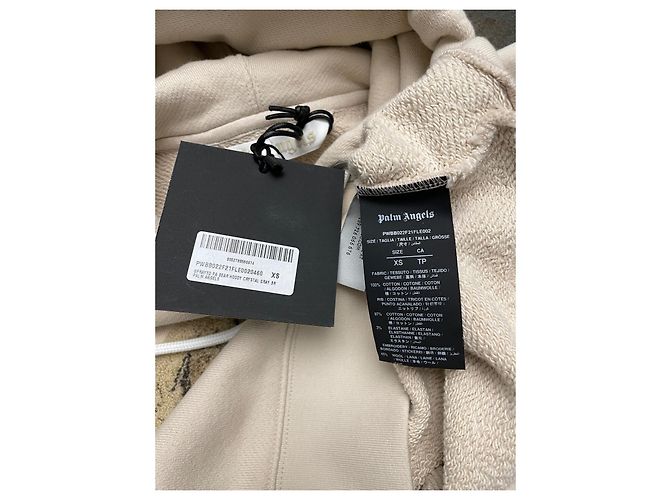 Palm Angels Kapuzenpullover Beige Baumwolle Teddy Flocking - Ansicht 4