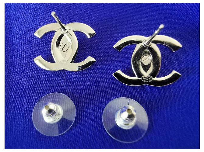 Pendientes icónicos con cierre giratorio de CHANEL Plata - vista 11