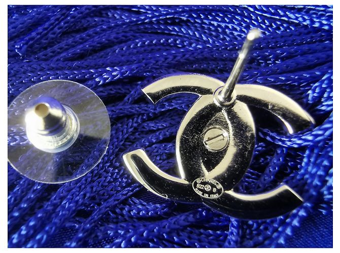 Pendientes icónicos con cierre giratorio de CHANEL Plata - vista 12