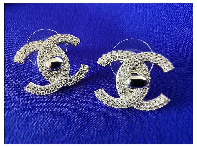 Pendientes icónicos con cierre giratorio de CHANEL Plata - vista 6