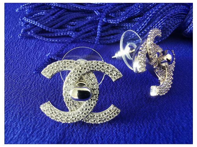 Pendientes icónicos con cierre giratorio de CHANEL Plata - vista 8