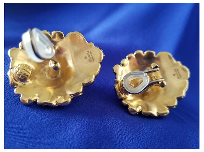 GUCCI Orecchini a clip con testa di leone e cabochon verde D'oro - vista 7
