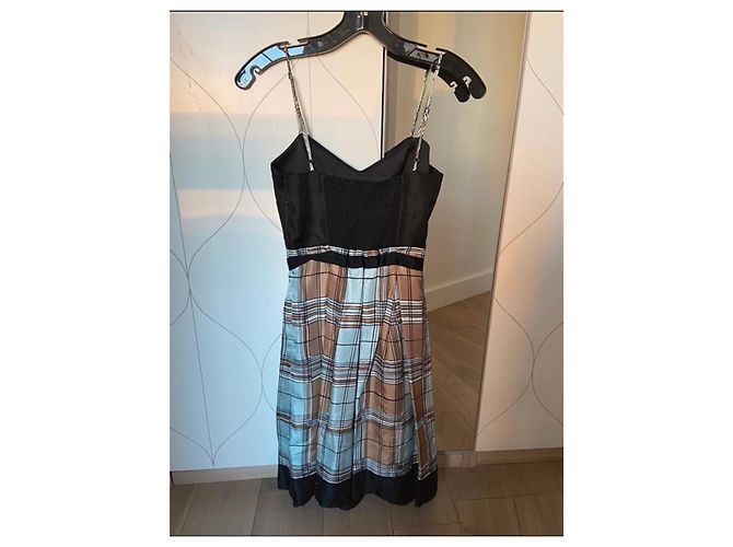 Vestido de seda BCBG Max Azria Negro Azul Marrón claro Azul claro Turquesa - vista 2
