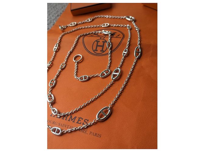 Hermès Farandole 160 cm Colar Longo Prata 925 Caixa Hardware prateado - vista 18