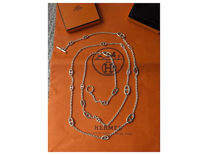 Hermès Farandole 160 cm Colar Longo Prata 925 Caixa Hardware prateado - vista 3