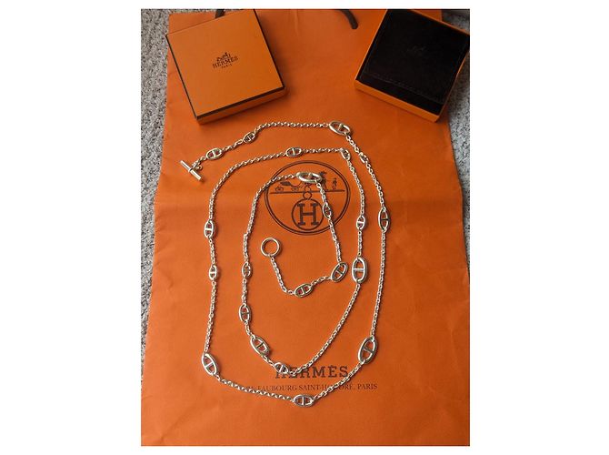 Hermès Farandole 160 cm Colar Longo Prata 925 Caixa Hardware prateado - vista 4