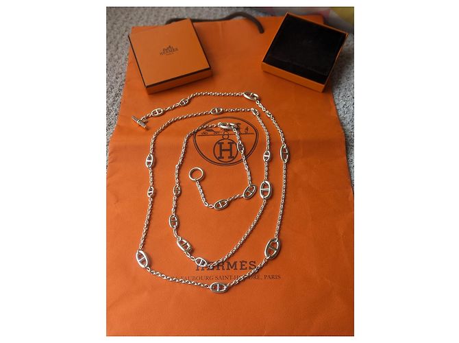 Hermès Farandole 160 cm Colar Longo Prata 925 Caixa Hardware prateado - vista 5