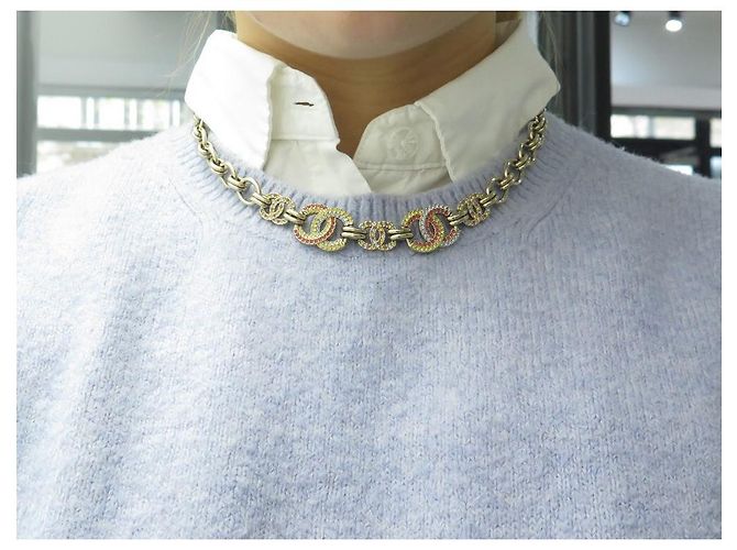NUOVA COLLANA CHOKER CHANEL LOGO CC MULTICOLORE 44-50 IN COLLANA IN METALLO ORO NUOVA D'oro - vista 10