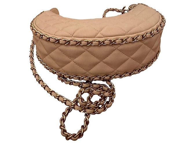 Borsa hobo piccola Chanel Moon in pelle beige Bianco Crudo - vista 13
