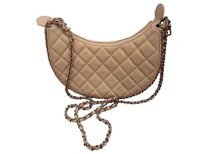 Borsa hobo piccola Chanel Moon in pelle beige Bianco Crudo - vista 14