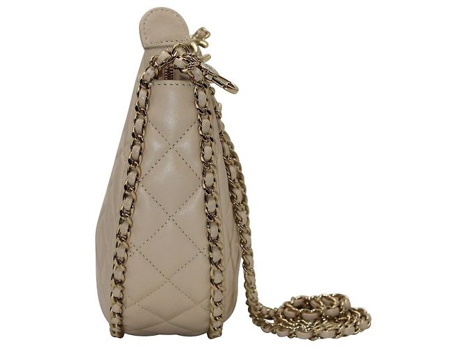 Borsa hobo piccola Chanel Moon in pelle beige Bianco Crudo - vista 3