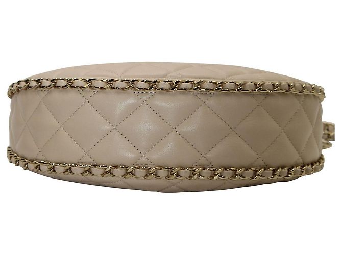 Borsa hobo piccola Chanel Moon in pelle beige Bianco Crudo - vista 5