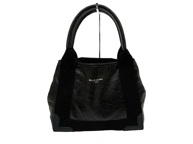 Balenciaga Women Black Fabric Navy Cabas Xs Handbag