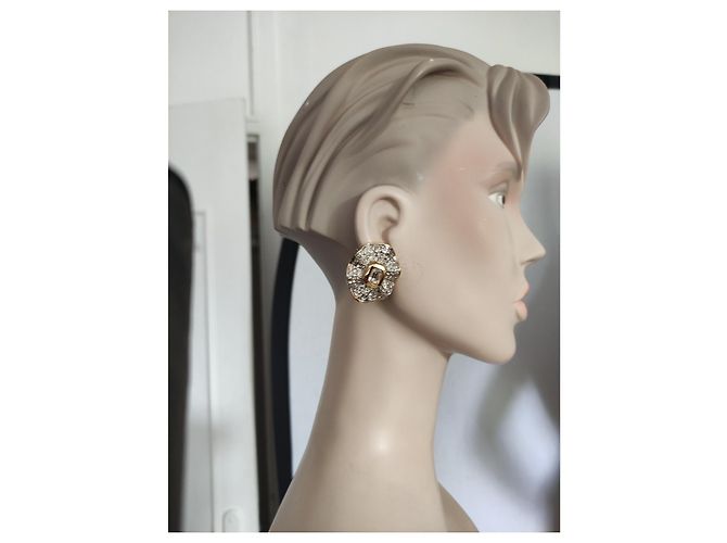 Orecchini Christian Dior placcati oro e cristalli blu e bianchi Multicolore - vista 4