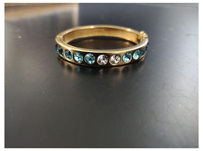 Bracciale Christian Dior Placcato Oro con Cristalli Blu e Bianchi Multicolore - vista 3