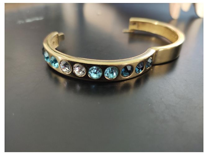 Bracciale Christian Dior Placcato Oro con Cristalli Blu e Bianchi Multicolore - vista 5