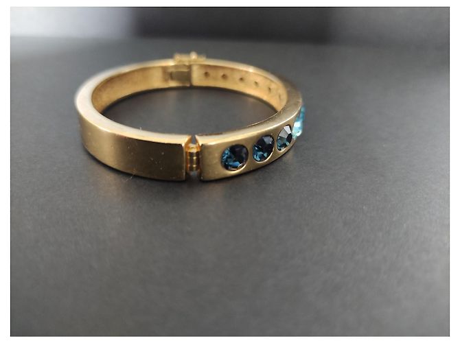 Bracciale Christian Dior Placcato Oro con Cristalli Blu e Bianchi Multicolore - vista 7