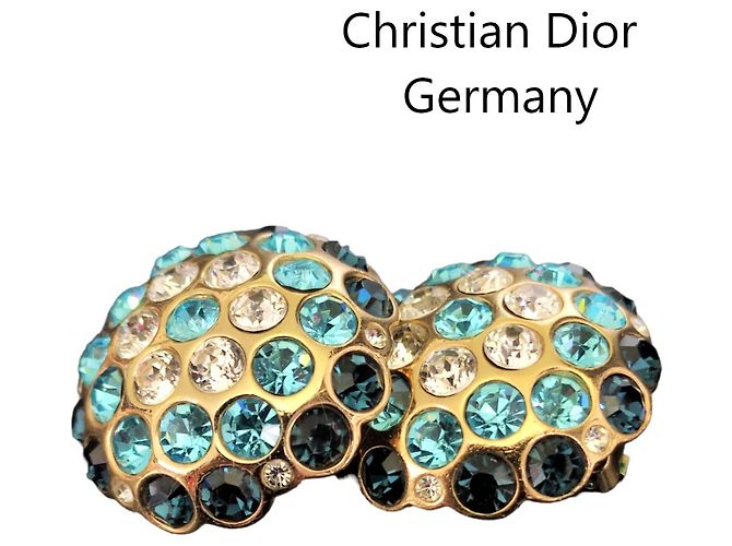Bracciale Christian Dior Placcato Oro con Cristalli Blu e Bianchi Multicolore - vista 9