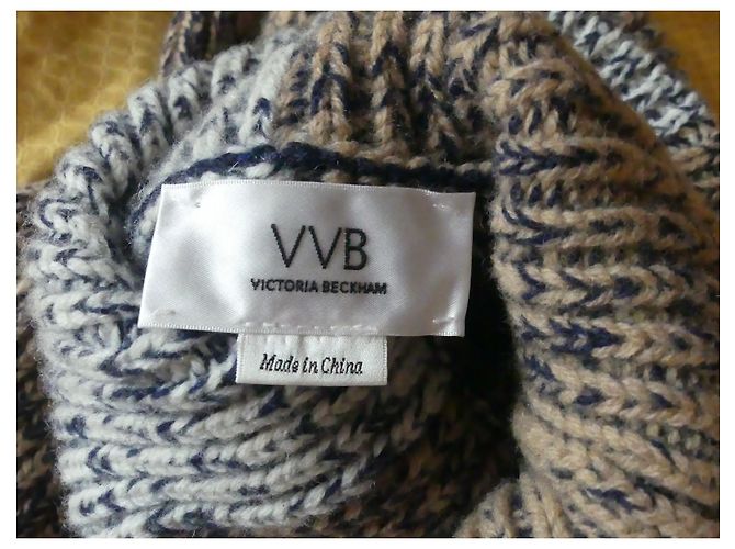 Victoria Beckham Wollpullover Grau und Hellbraun - Ansicht 2