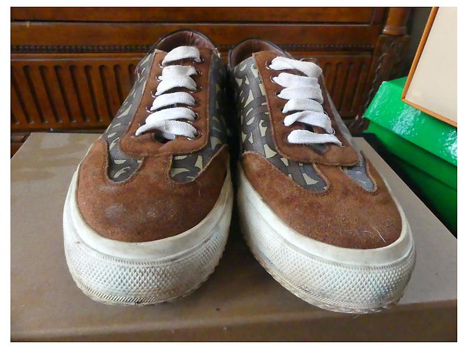 Sneakers Burberry Marroni in Tela e Scamosciato Marrone - vista 7