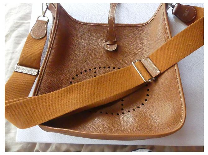 Evelyne Borsa a mano Hermès Evelyn 29 in pelle Gold Marrone - vista 6