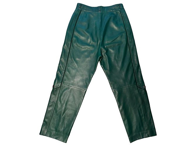 Pantalones Christian Dior de cuero verde S - vista 2