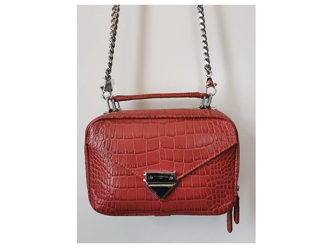 Bolso Barbara The Kooples de piel efecto cocodrilo marrón naranja - vista 14