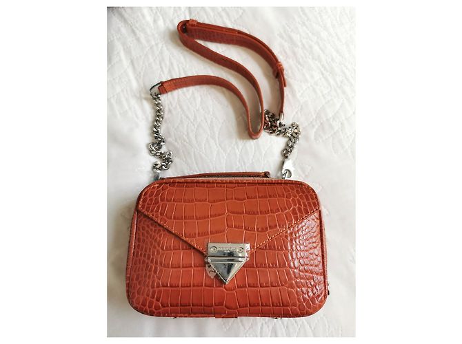 Bolso Barbara The Kooples de piel efecto cocodrilo marrón naranja - vista 19