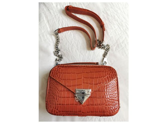 Bolso Barbara The Kooples de piel efecto cocodrilo marrón naranja - vista 2