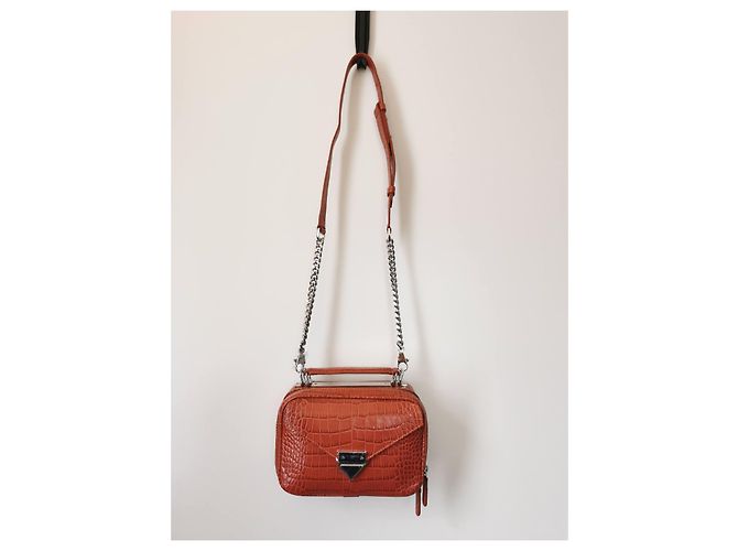 Bolso Barbara The Kooples de piel efecto cocodrilo marrón naranja - vista 3