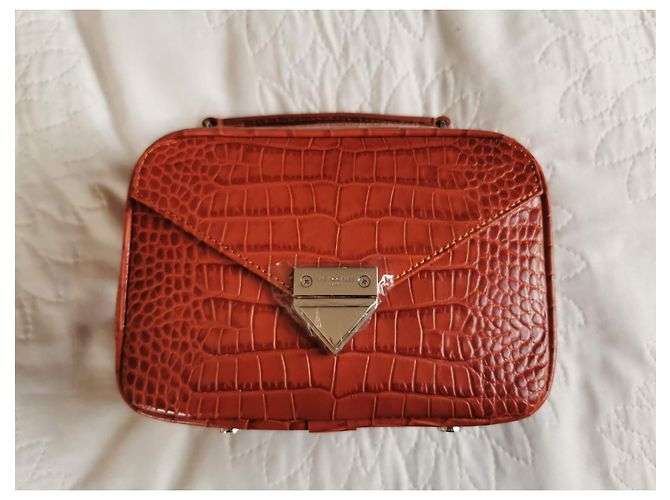 Bolso Barbara The Kooples de piel efecto cocodrilo marrón naranja - vista 4