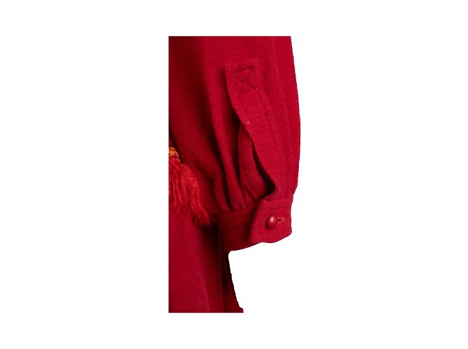 Yves Saint Laurent Vintage Smockkleid mit Fransen Rot - Ansicht 6