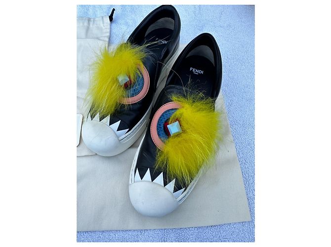 Fendi Calf Fox Sneaker Schwarz Leder 36 - Ansicht 3