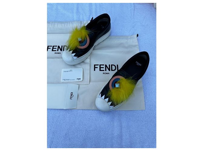 Fendi Calf Fox Sneaker Schwarz Leder 36 - Ansicht 4